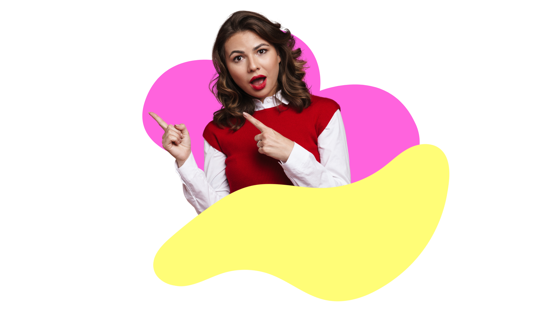 Visuel femme qui montre quelque chose