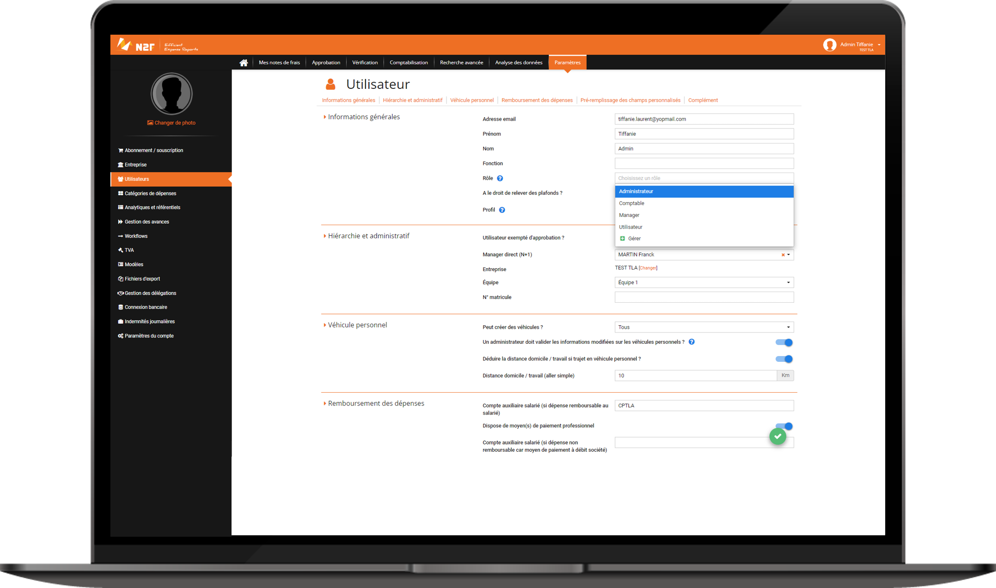 Interface web de N2F